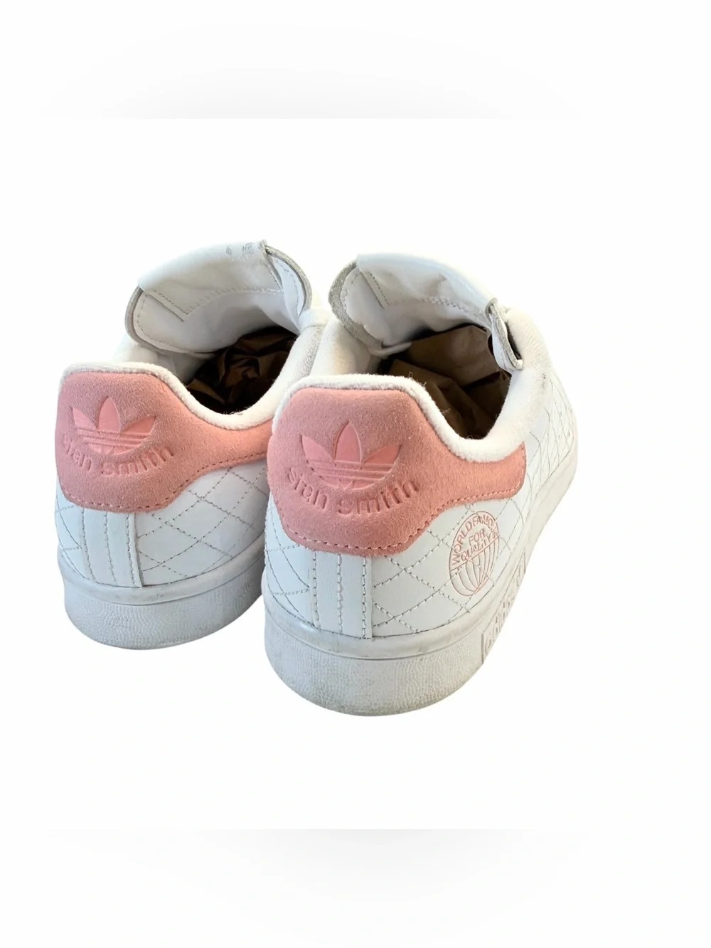 Adidas Stan Smith Quilted Leather Sneakers | White/Pink | Men’s Size 8.5